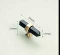 Hexagonal dark coffee quartz cabinet bar handle/gold brass and dark quartz drawer pull/Semi precious stone hardware/crystal door handle