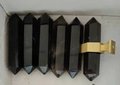 Hexagonal dark coffee quartz cabinet bar handle/gold brass and dark quartz drawer pull/Semi precious stone hardware/crystal door handle