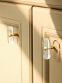 Clear lucite and brass bar shaped cabinet handle/Clear acrylic resin and gold brass drawer pull/Transparent lucite and brass door handle