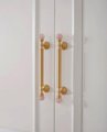 Geometric pink crystal and brass bar handle/Semi precious stone and brass drawer pull/unique cabinet handle/IKEA hack/wardrobe door handle