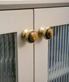 Tiger eye stone or white turquoise and brass drawer pull/Golden semi precious stone cabinet handle/Gold gemstone door knob/Luxury hardware