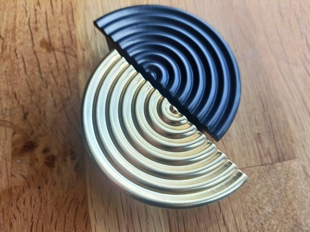 Gold, bronze or gunmetal grey echo design cabinet pull/Mid century modern style drawer pull/semi circle furniture hardware/home improvement