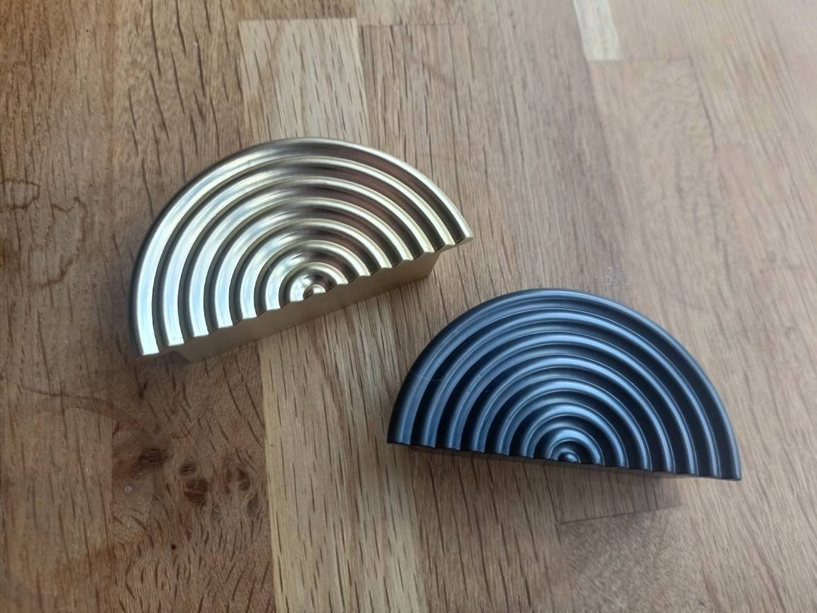Gold, bronze or gunmetal grey echo design cabinet pull/Mid century modern style drawer pull/semi circle furniture hardware/home improvement
