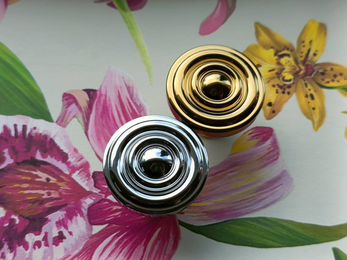 Shiny circle brass button door handle/Round gold or silver cabinet pull/metal furniture hardware/round brass drawer knob/Brass door knob