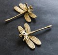 Gold brass dragonfly cabinet pull/Dragonfly drawer knob/Dragonfly drawer handle/brass furniture hardware/Gold cabinet door knob/Brass handle