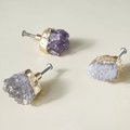 Natural Irregular shaped purple Amethyst drawer handle/Rough cut quartz crystal and gold brass cabinet pull/Gemstone door knob/geode handle