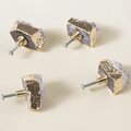 Natural Irregular shaped purple Amethyst drawer handle/Rough cut quartz crystal and gold brass cabinet pull/Gemstone door knob/geode handle