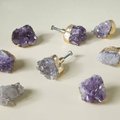 Natural Irregular shaped purple Amethyst drawer handle/Rough cut quartz crystal and gold brass cabinet pull/Gemstone door knob/geode handle