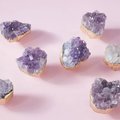 Natural Irregular shaped purple Amethyst drawer handle/Rough cut quartz crystal and gold brass cabinet pull/Gemstone door knob/geode handle