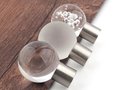 Clear glass ball and silver nickel cabinet pull/Round frosted glass drawer knob/Round glass ball door handle with bubble texture/Glass knob