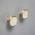 Gold rim white mother of pearl drawer pull/shell cabinet handle/white pearl drawer knob/round white pearl door handle/brass and pearl handle