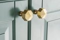 Heavy gold brass octagonal pyramid drawer pull/geometric cabinet handle/gold furniture hardware/classic door handle/hexagonal knob/IKEA hack