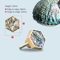 Rainbow mother of pearl and gold brass hexagonal drawer pull/Geometric pearl cabinet handle/Iridescent shell door knob/Abalone pearl handle