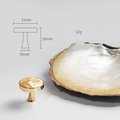 Checked yellow mother of pearl drawer pull/Gold pearl cabinet handle/pearl furniture hardware/golden shell cabinet pull/gold pearl knob