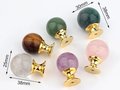 Semi precious stone ball drawer knob/Crystal drawer pull/Round gemstone cabinet handle/Amethyst door knob/Quartz crystal handle/Jade handle