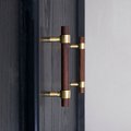 Dark brown wood and gold brass cylindrical shaped bar handle/wooden drawer pull/kitchen furniture hardware/modern cabinet handle/simple look