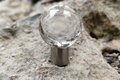 Clear glass ball and silver nickel cabinet pull/Round frosted glass drawer knob/Round glass ball door handle with bubble texture/Glass knob