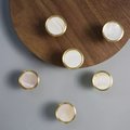 Gold rim white mother of pearl drawer pull/shell cabinet handle/white pearl drawer knob/round white pearl door handle/brass and pearl handle