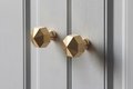 Heavy gold brass octagonal pyramid drawer pull/geometric cabinet handle/gold furniture hardware/classic door handle/hexagonal knob/IKEA hack