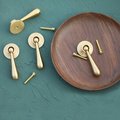 Large gold brass drop drawer pull/Brass drop cabinet handle/classic style drop door knob/gold furniture hardware/dressing table handle