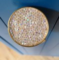 Iridescent angel aura quartz cabinet pull/Rainbow crystal and brass drawer pull/crystal hardware/gemstone door handle/glittery door handle