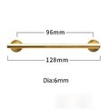 Shiny Gold Brass 6mm thick bar pull handle with round backplates/shiny gold drawer pull/kitchen furniture hardware/retro gold door handle
