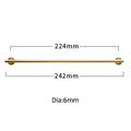 Shiny Gold Brass 6mm thick bar pull handle with round backplates/shiny gold drawer pull/kitchen furniture hardware/retro gold door handle