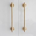 Shiny Gold Brass 8mm or 10mm thick bar pull handle with round backplates/gold drawer pull/kitchen furniture hardware/retro gold door handle