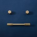 Industrial chic hexagonal shaped drawer pull/Gold nut style solid brass cabinet knob/Gold brass geometric door knob/man cave brass hardware