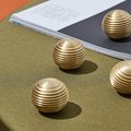 Round gold beehive shaped cabinet pull/Round brass ridged drawer knob/Round brass door handle for furniture renovation/Gold brass hardware