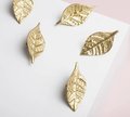 Gold brass autumn leaf cabinet handle/Gold leaf shaped drawer pull/Gold leaves door handle/Fall leaf drawer knob/gold furniture hardware