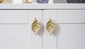 Gold brass autumn leaf cabinet handle/Gold leaf shaped drawer pull/Gold leaves door handle/Fall leaf drawer knob/gold furniture hardware