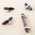Luxury hexagonal purple amethyst crystal bar handle with gold brass fixings/Purple gemstone drawer pull/stone hardware/Amethyst door handle