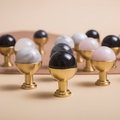 Semi precious stone ball and brass egg cup drawer handle/marble ball and brass cabinet handle/stone furniture hardware/gemstone door knob