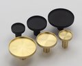 Round craft supply drawer handle for customising in brass or matte black/Black or gold cabinet knobs designed for adding individual inserts