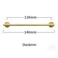 Shiny Gold Brass 6mm thick bar pull handle with round backplates/shiny gold drawer pull/kitchen furniture hardware/retro gold door handle