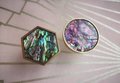 Pink mother of pearl drawer pull/liliac pearl and gold brass cabinet handle/round shell drawer knob/nursery decor/pink furniture hardware