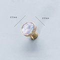 Round pale blue Abalone shell and brass drawer pull/Iridescent blue mother of pearl door handle/Brass round light blue pearl cabinet handle