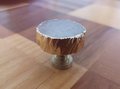 Round white quartz drawer handle with gold edges/gemstone and brass door knob/white crystal cabinet handle/gold brass and crystal hardware