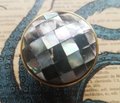 Checked black mother of pearl drawer pull/dark pearl cabinet handle/pearl furniture hardware/grey shell cabinet pull/gold pearl door knob