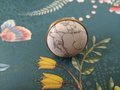 Round Smooth Polished white turquoise cabochon with brass surround Drawer pull Cabinet handle Knob door handles furniture hardware upcycling
