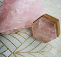 Pink rose quartz crystal hexagonal drawer pull/Pink semi precious stone and brass cabinet handle/Pink gemstone door knob/furniture hardware