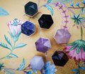 Pink rose quartz crystal hexagonal drawer pull/Pink semi precious stone and brass cabinet handle/Pink gemstone door knob/furniture hardware