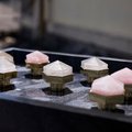 Pink rose quartz crystal hexagonal drawer pull/Pink semi precious stone and brass cabinet handle/Pink gemstone door knob/furniture hardware
