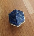 Blue Lapis Lazuli and brass hexagonal drawer pull/Geometric semi precious stone cabinet handle/Gemstone door knob/stone furniture hardware