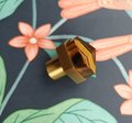Golden Brown Tiger Eye hexagonal cabinet handle/Semi precious stone and brass pyramid drawer pull/Geometric brown stone door knob