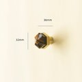 Golden Brown Tiger Eye hexagonal cabinet handle/Semi precious stone and brass pyramid drawer pull/Geometric brown stone door knob