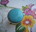 Round blue turquoise stone and brass drawer pull/blue cabinet handle/turquoise door knob/kitchen furniture hardware/stone door handle
