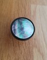 Round matte black mother of pearl drawer handle/Black drawer pull with pearl insert/Pearl hardware/Black metal pearl shell door knob