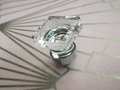 Square cut clear crystal cabinet Pull/Vintage style crystal drawer handle/Mid century modern crystal drawer knob/Retro style square handle